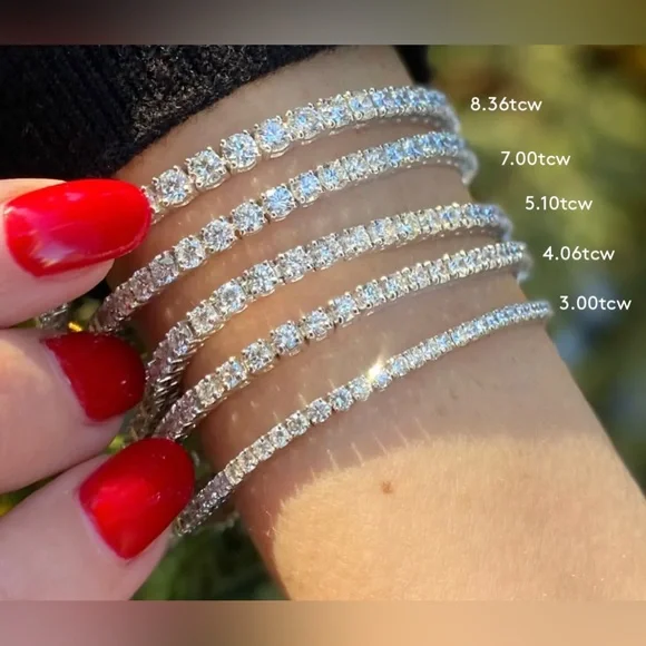 11.5tcw Tennis Bracelet - solid Sterling Silver 925 - Picture 7 of 11